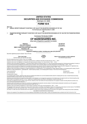 Thumbnail CF Bankshares 10-K Annual Report 2025