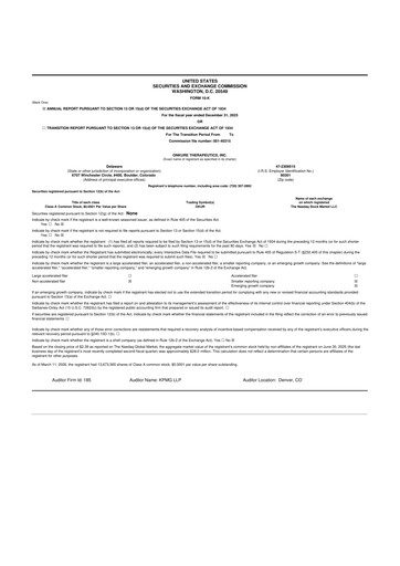 Thumbnail OnKure Therapeutics 10-K Annual Report 2025