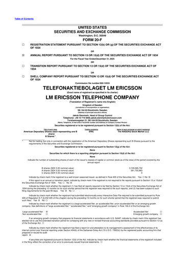 Thumbnail Ericsson 20-F Annual Report 2025