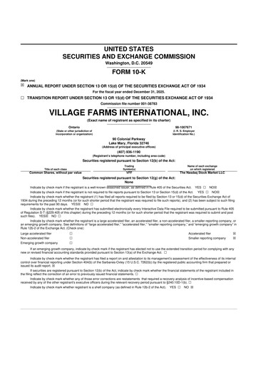 Thumbnail Village Farms International 10-K Annual Report 2025