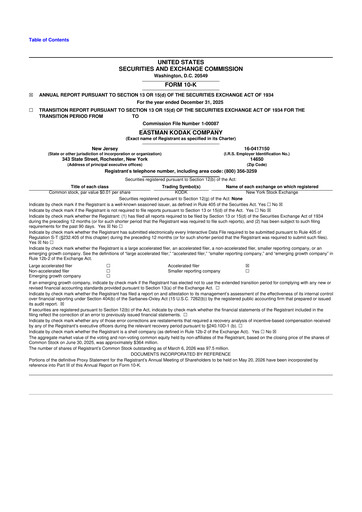 Thumbnail Eastman Kodak Company 10-K Annual Report 2025