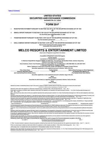 Thumbnail Melco Resorts & Entertainment 20-F Annual Report 2025