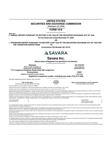 Thumbnail Savara 10-K Annual Report 2025