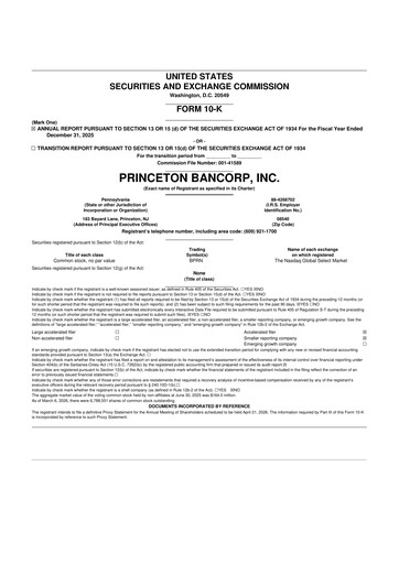 Thumbnail Princeton Bancorp 10-K Annual Report 
