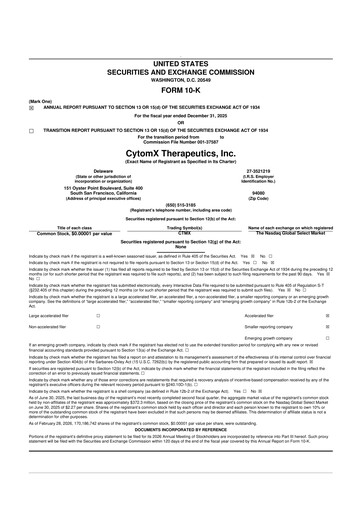 Thumbnail CytomX Therapeutics
 10-K Annual Report 2025
