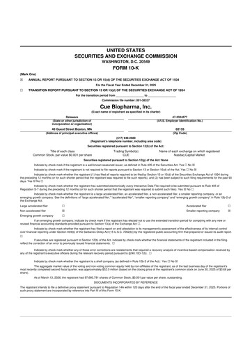 Vorschaubild Cue Biopharma 10-K Jahresbericht 2025