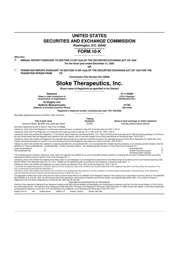 Thumbnail Stoke Therapeutics 10-K Annual Report 2025