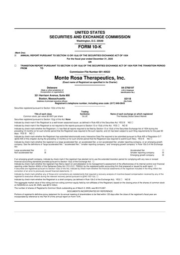 Thumbnail Monte Rosa Therapeutics 10-K Annual Report 2025