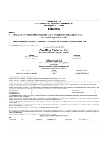 Thumbnail One Stop Systems 10-K Annual Report 2025