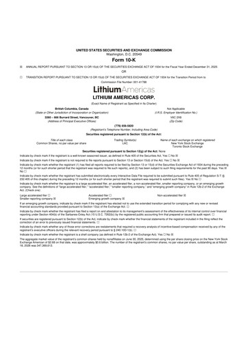 Vorschaubild Lithium Americas 10-K Jahresbericht 2025