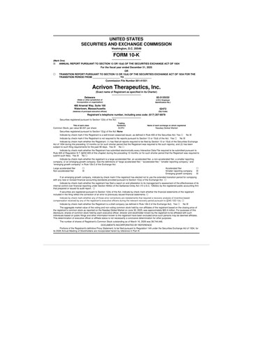 Thumbnail Acrivon Therapeutics 10-K Annual Report 2025