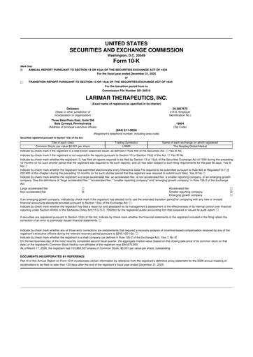 Thumbnail Larimar Therapeutics 10-K Annual Report 2025