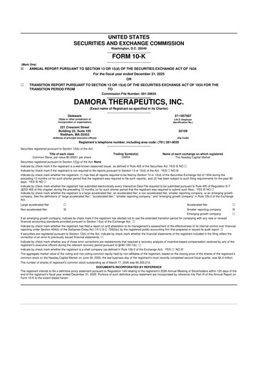 Thumbnail Damora Therapeutics 10-K Annual Report 2025