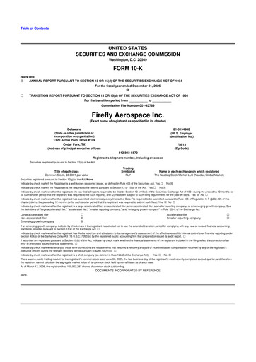 Miniature Firefly Aerospace 10-K Rapport annuel 2025