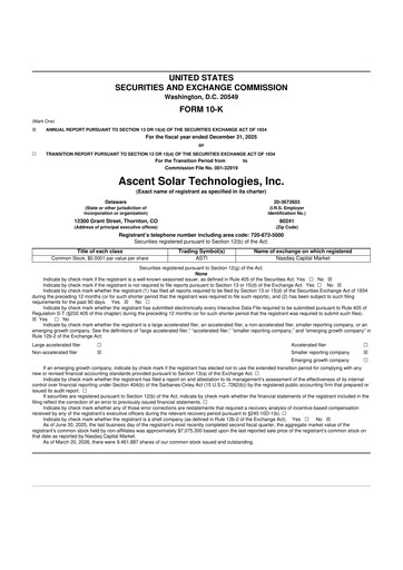 Thumbnail Ascent Solar Technologies 10-K Annual Report 2025