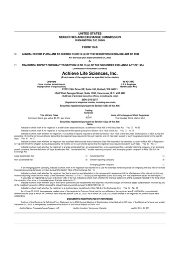 Thumbnail Achieve Life Sciences
 10-K Annual Report 2025