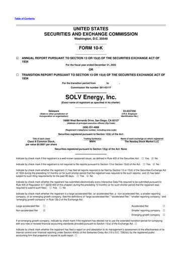 Thumbnail SOLV Energy 10-K Annual Report 