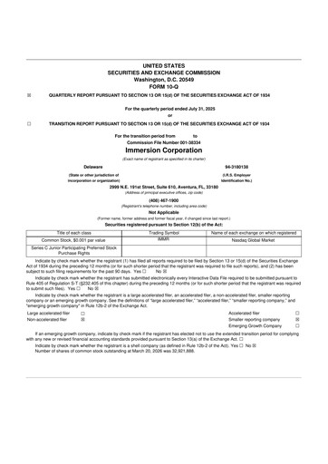 Miniature Immersion Corporation
 10-Q Rapport trimestriel 2026 