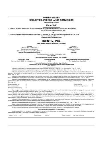 Thumbnail Identiv 10-K Annual Report 2025