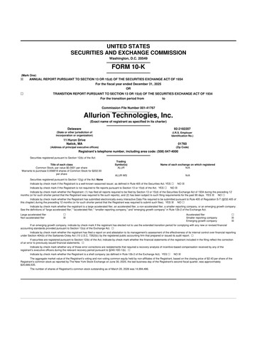 Thumbnail Allurion Technologies 10-K Annual Report 2025