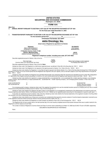 Thumbnail Aktis Oncology 10-K Annual Report 