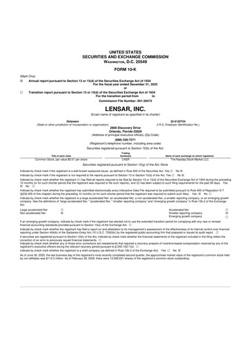 Thumbnail LENSAR 10-K Annual Report 