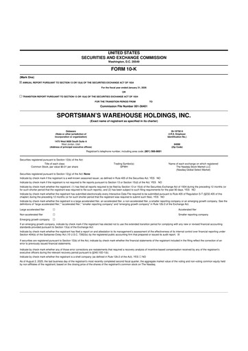 Thumbnail Sportsman's Warehouse 10-K Annual Report 2025