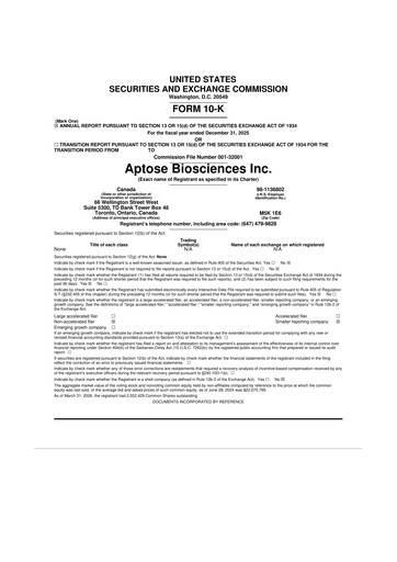 Thumbnail Aptose Biosciences 10-K Annual Report 2025