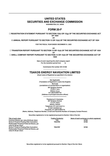 Thumbnail Tsakos Energy Navigation 20-F Annual Report 