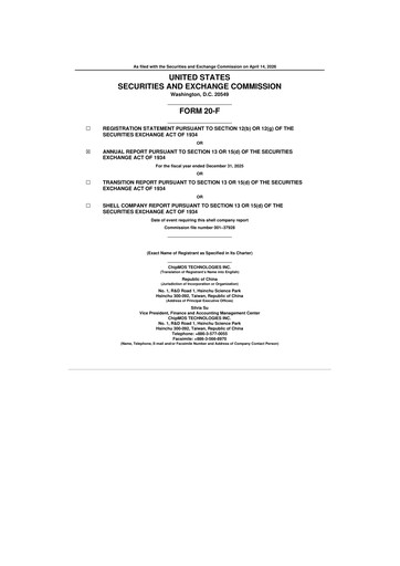 Thumbnail ChipMOS Technologies 20-F Annual Report 