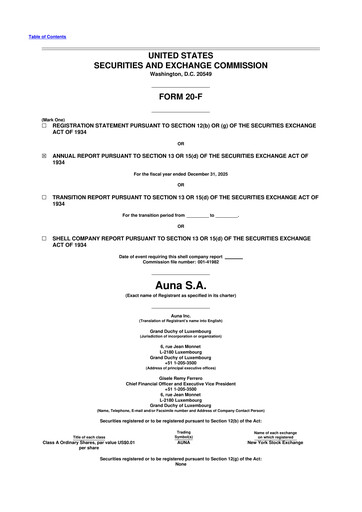 Thumbnail Auna SA 20-F Annual Report 