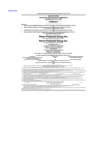 Miniature Woori Financial Group 20-F Rapport annuel 