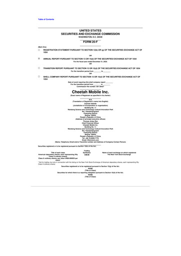 Thumbnail Cheetah Mobile
 20-F Annual Report 