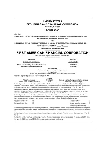 Thumbnail First American Financial Corporation 10-Q Quarterly Report FY 