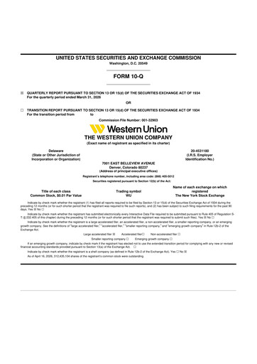 Thumbnail Western Union 10-Q Quarterly Report FY 