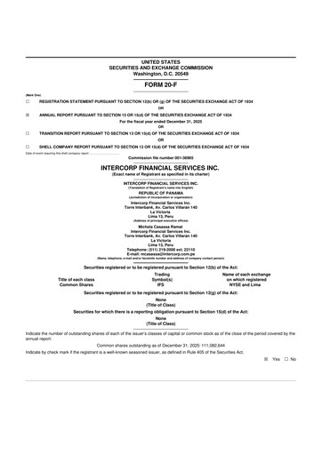 Thumbnail Intercorp Financial Services 20-F Annual Report 