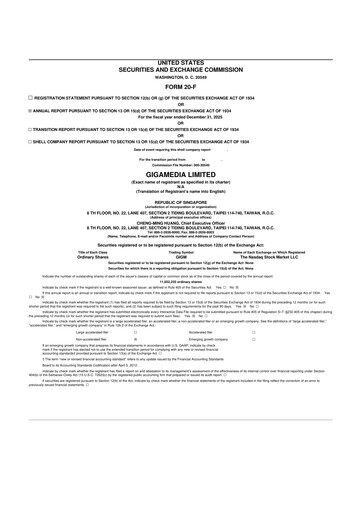 Thumbnail GigaMedia 20-F Annual Report 