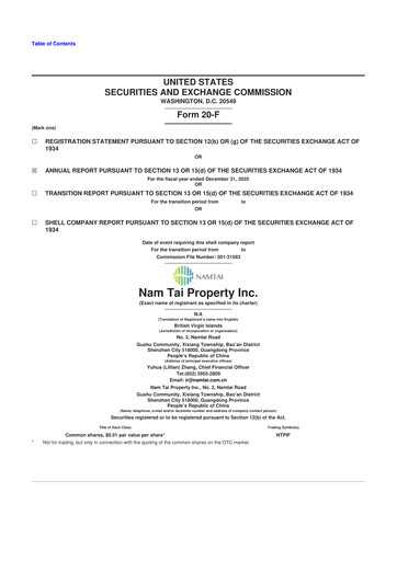 Thumbnail Nam Tai Property 20-F Annual Report 