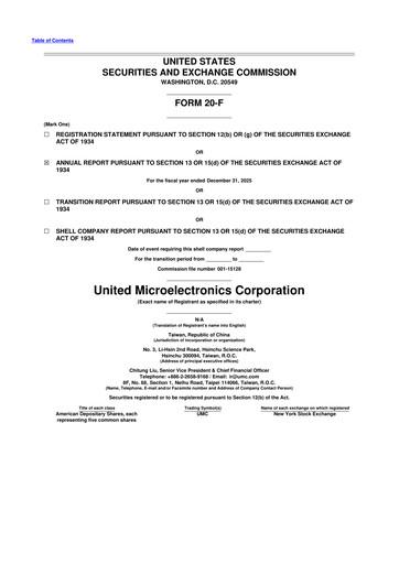 Thumbnail United Microelectronics 20-F Annual Report 
