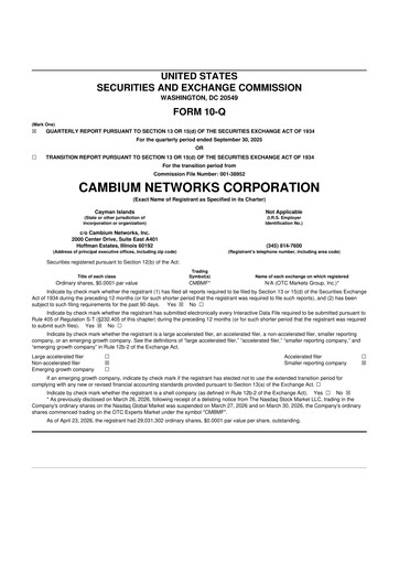Thumbnail Cambium Networks 10-Q Quarterly Report FY 