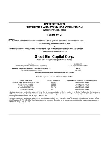 Thumbnail Great Elm Capital
 10-Q Quarterly Report FY 