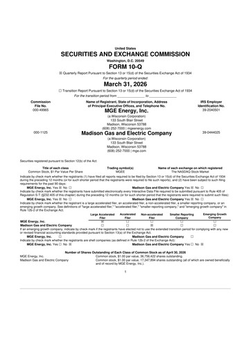 Thumbnail MGE Energy
 10-Q Quarterly Report FY2026 