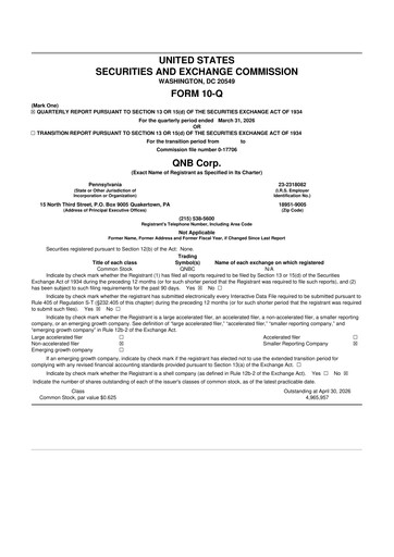 Thumbnail QNB Corp. 10-Q Quarterly Report FY2026 