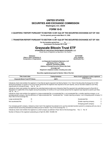 Vorschaubild Grayscale Bitcoin Trust 10-Q Quartalsbericht  