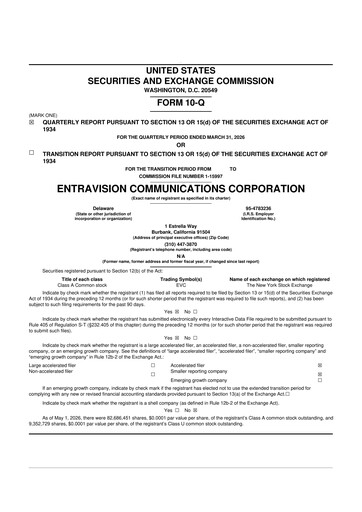 Thumbnail Entravision Communications
 10-Q Quarterly Report FY 