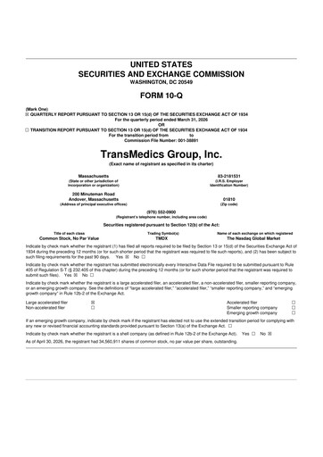 Thumbnail TransMedics Group 10-Q Quarterly Report FY 