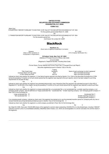 Thumbnail BlackRock 10-Q Quarterly Report FY 