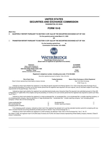 Miniature WaterBridge Infrastructure 10-Q Rapport trimestriel 2026 