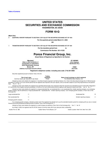 Miniature Ponce Financial Group 10-Q Rapport trimestriel  