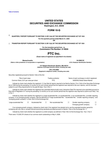 Thumbnail PTC 10-Q Quarterly Report FY 